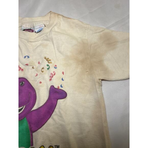 Vtg 1990s Barney Shirt Kids Purple Dinosaur Lyons Group Sz 5 10 Year Anniversary - Picture 3 of 10